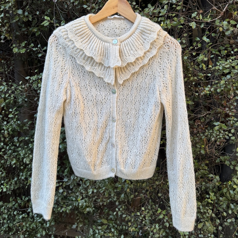 Mango Cream Knit Cardigan
